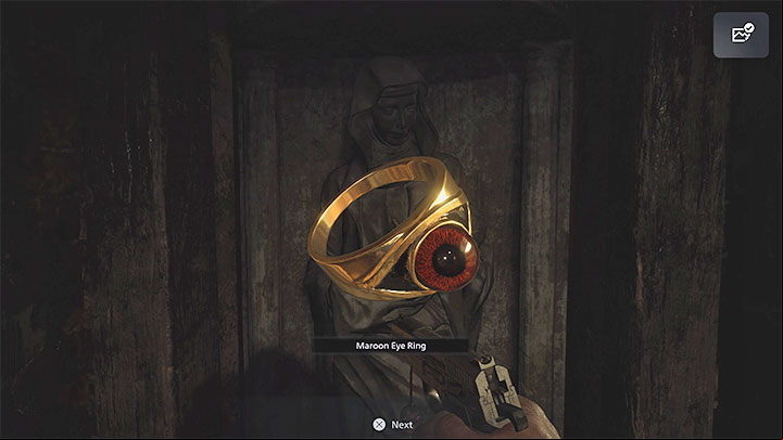 Ethan must get through a narrow corridor - Resident Evil Village: Maroon Eye puzzle - Puzzle solutions - Resident Evil Village Guide