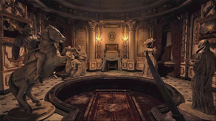 If you have completed the puzzle correctly, the middle tank will be emptied of water and thus the dungeon exit will be unlocked - Resident Evil Village: 4 Statues Puzzle - Hall of Ablution Statues - Puzzle solutions - Resident Evil Village Guide