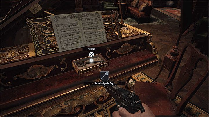 Playing the tune correctly will unlock a locker where you will find the Iron Insignia Key, which is useful in many places in the game - Resident Evil Village: Piano Puzzle - Opera Hall - Puzzle solutions - Resident Evil Village Guide