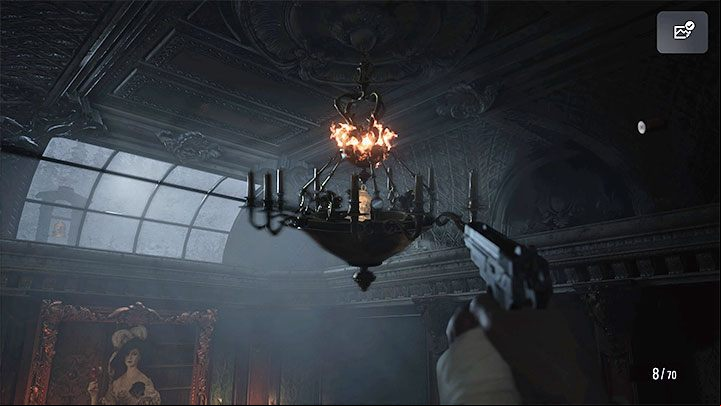 The fourth bell forces you to use a small staircase in the room - Resident Evil Village: 5 Bells Puzzle - Dimitrescus Portrait - Puzzle solutions - Resident Evil Village Guide