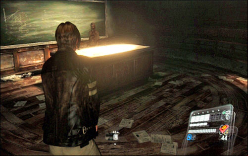 When you kill all enemies, go down the stairs - Chapter 1 - The Campus | Leons campaign - Leons campaign - Resident Evil 6 Game Guide