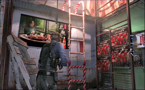 In order to get the third one, you have to climb up the nearby ladder - Chapter 4 - The Outdoor Market | Leons campaign - Leons campaign - Resident Evil 6 Game Guide