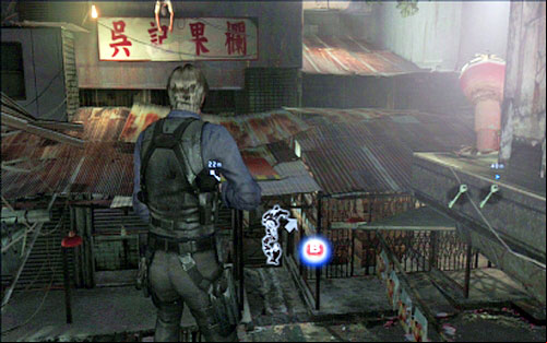 Once you get to the rooftop, move to the edge over the street and throw Helena on the other side - Chapter 4 - The Outdoor Market | Leons campaign - Leons campaign - Resident Evil 6 Game Guide
