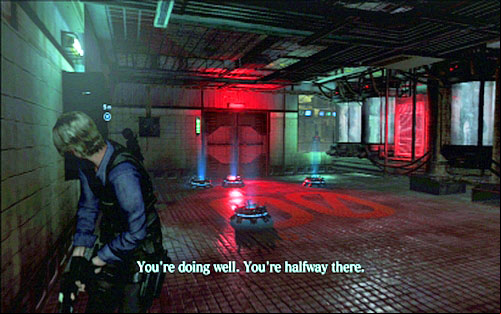 Once all lamps turn green, wait until they get red again - Chapter 4 - The Laboratory | Leons campaign - Leons campaign - Resident Evil 6 Game Guide