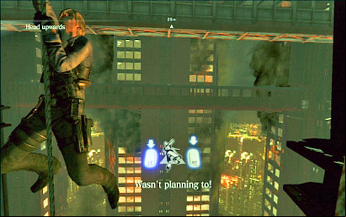 Once the animation is over, youll end on the rope hanging from the building - Chapter 5 - The Final Fight with Simmons | Leons campaign - Leons campaign - Resident Evil 6 Game Guide