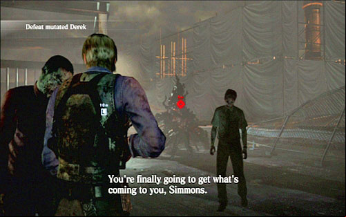 At the beginning get rid of as many of weaker enemies as you can, trying to avoid Simmons sting - Chapter 5 - The Final Fight with Simmons | Leons campaign - Leons campaign - Resident Evil 6 Game Guide