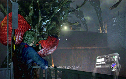 Once you and Helena get separated, focus on shooting at eyes of the large fly and destroying its projectiles - Chapter 5 - The Final Fight with Simmons | Leons campaign - Leons campaign - Resident Evil 6 Game Guide