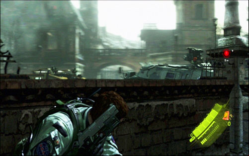Move slowly forwards and take cover behind the vehicle - Chapter 2 - Assault on The City | Chriss campaign - Chriss campaign - Resident Evil 6 Game Guide