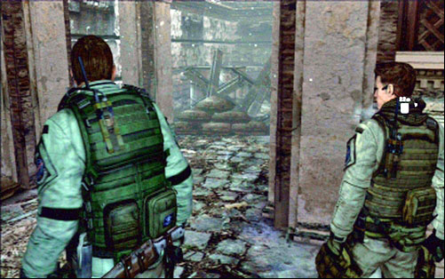 A further way leads to the building on the left - Chapter 2 - Assault on The City | Chriss campaign - Chriss campaign - Resident Evil 6 Game Guide