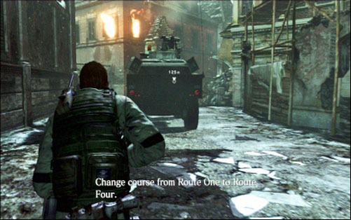 When the beast finally escapes, run forwards after your companions vehicle - Chapter 2 - Assault on The City | Chriss campaign - Chriss campaign - Resident Evil 6 Game Guide