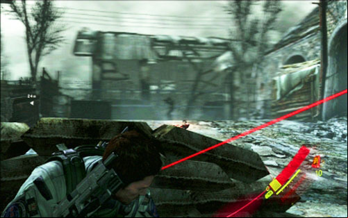 After getting to the larger square, quickly eliminate nearby mutants and the climb up the ladder on the right - Chapter 2 - Assault on The City | Chriss campaign - Chriss campaign - Resident Evil 6 Game Guide