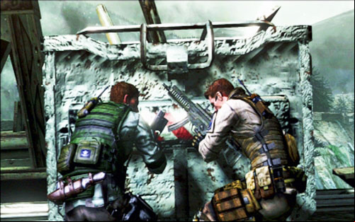 Go back together a bit and pull one of smaller wagons - Chapter 2 - The Bridge | Chriss campaign - Chriss campaign - Resident Evil 6 Game Guide