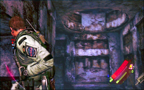 Move forwards but watch out for round holes in the ceiling - Chapter 2 - Gun Turrets | Chriss campaign - Chriss campaign - Resident Evil 6 Game Guide