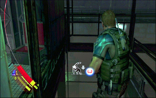 Once you take all items, jump down to the lower floor and start chasing the mysterious woman - Chapter 3 - The Secret Lab | Chriss campaign - Chriss campaign - Resident Evil 6 Game Guide