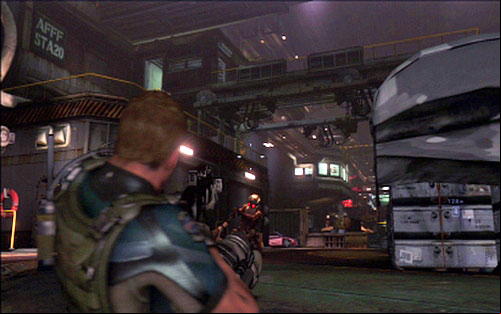 Right after beginning the level, get rid of enemy attacking Piers and then enter the room on the left - Chapter 4 - The Hold | Chriss campaign - Chriss campaign - Resident Evil 6 Game Guide
