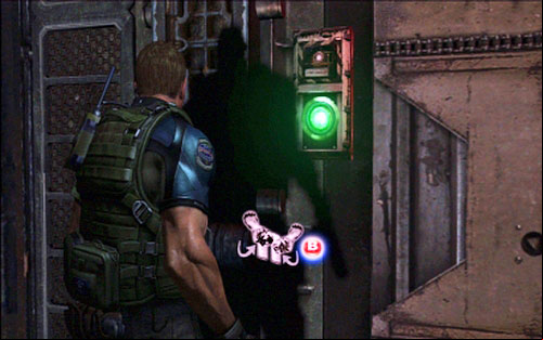 After the beginning go to the green button on the wall and push it - Chapter 5 - The Warehouse | Chriss campaign - Chriss campaign - Resident Evil 6 Game Guide