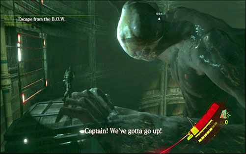 Once you succeed getting to the top, watch a short animation and start to escape the giant mutant - Chapter 5 - The Final Battle | Chriss campaign - Chriss campaign - Resident Evil 6 Game Guide
