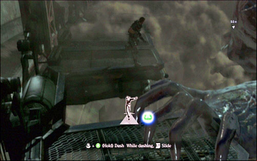 At the beginning, climb up the ladder and run forward, jumping over all obstacles - Chapter 5 - The Final Battle | Chriss campaign - Chriss campaign - Resident Evil 6 Game Guide