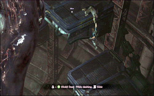 When you reach the high platform, help your partner to climb it and then use his help to get there (B) - Chapter 5 - The Final Battle | Chriss campaign - Chriss campaign - Resident Evil 6 Game Guide