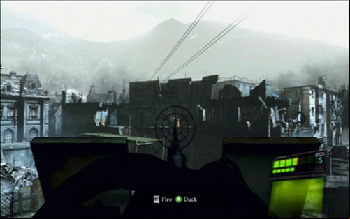 After detonation leave the building and climb up a ladder bit further - Chapter 1 - Antiaircraft Turrets | Jakes campaign - Jakes campaign - Resident Evil 6 Game Guide