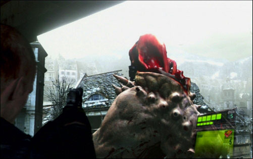 You have to aim its mouth and a gland on its back - Chapter 1 - Antiaircraft Turrets | Jakes campaign - Jakes campaign - Resident Evil 6 Game Guide