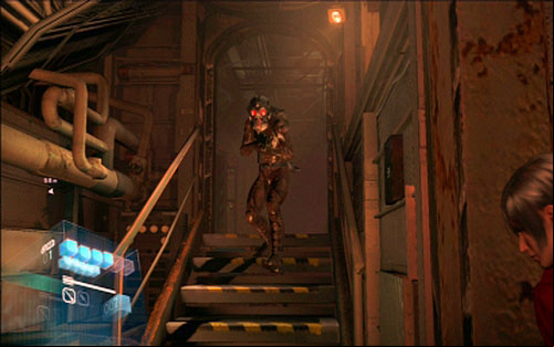 The next enemy stands around the second corner - Chapter 1 - Submarine Stealth | Adas campaign - Adas campaign - Resident Evil 6 Game Guide