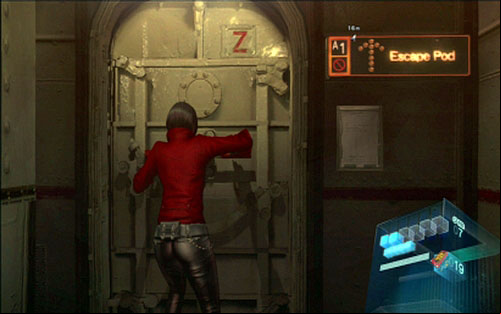 After landing on collapsing pipes, run forwards until you reach the elevator shaft - Chapter 1 - Ship Corridors | Adas campaign - Adas campaign - Resident Evil 6 Game Guide