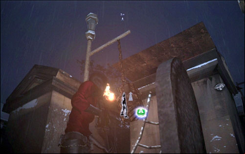 Once you leave the crypt, use the zipline again to get to another tomb - Chapter 2 - Cemetery Puzzles | Adas campaign - Adas campaign - Resident Evil 6 Game Guide