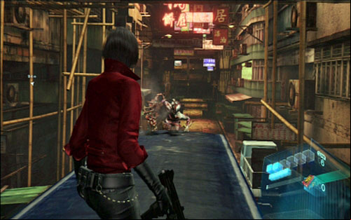 In order to avoid charge of the beast, use the zipline (A) - Chapter 3 - Chainsaw Mutant | Adas campaign - Adas campaign - Resident Evil 6 Game Guide