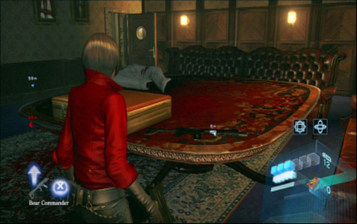 Inside the cabin kill opponents and pick up the machine gun lying on the table - Chapter 4 - Three Fragments of Code | Adas campaign - Adas campaign - Resident Evil 6 Game Guide