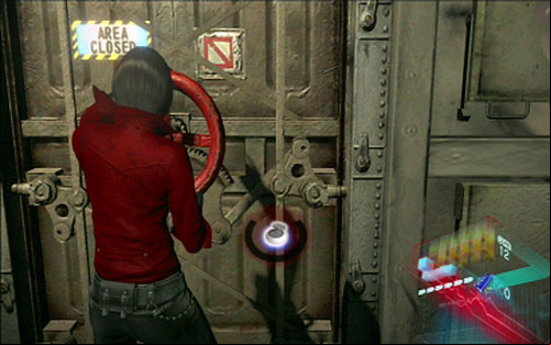 Run forwards until you reach a hatch with the red handwheel - Chapter 4 - Escaping The Mutant | Adas campaign - Adas campaign - Resident Evil 6 Game Guide
