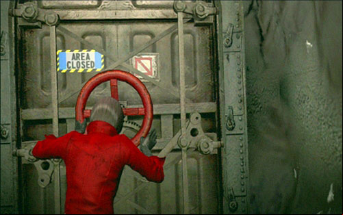 A further way leads through another hatch with red handwheel - Chapter 4 - Fighting Carla | Adas campaign - Adas campaign - Resident Evil 6 Game Guide