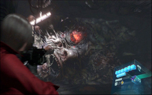 In order to defeat the enemy, you have to first shoot both eyes of the opponents - Chapter 4 - Fighting Carla | Adas campaign - Adas campaign - Resident Evil 6 Game Guide