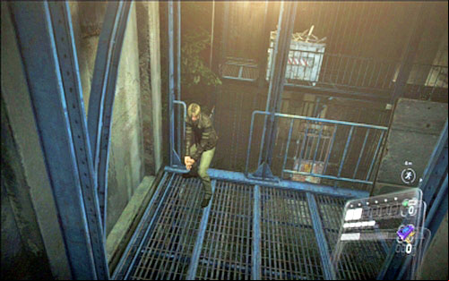 After encounter with first shouting zombie (the one with a gland on its throat), youll reach the place where you have to throw Helena behind the metal grate and wait until she opens the age from the other side - Chapter I | Emblems - Leon - Emblems - Leon - Resident Evil 6 Game Guide