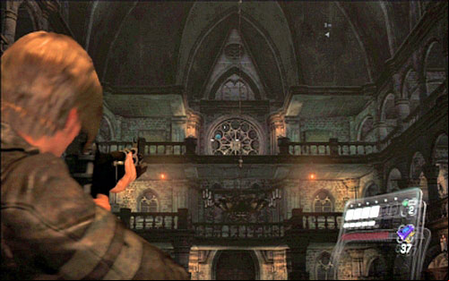 Right after entering the cathedral move to the altar and then turn around and look up - Chapter II | Emblems - Leon - Emblems - Leon - Resident Evil 6 Game Guide