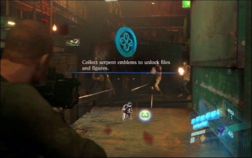 After falling down from the scaffolding, move forwards until you reach the barricade with group of enemies - Chapter IV | Emblems - Jake - Emblems - Jake - Resident Evil 6 Game Guide