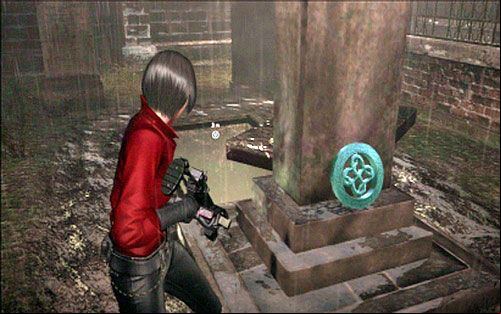 Just walk around the gravestone and you should see the first symbol - Chapter II | Emblems - Ada Wong - Emblems - Ada Wong - Resident Evil 6 Game Guide