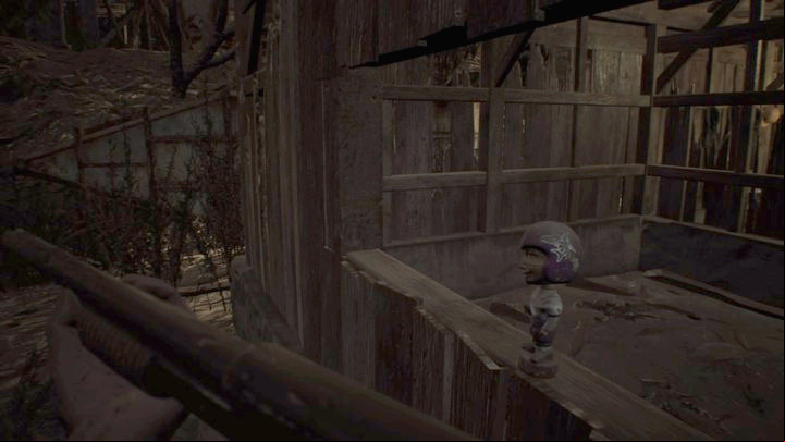 The statuette on top of the window of the shed. - Resident Evil 7: Salt Mines - Secrets - Secrets and Maps - Resident Evil 7 Guide, Walkthrough