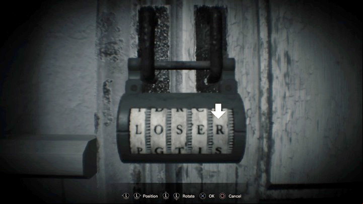 This will reveal the for the second padlock inside the balloon room: LOSER - Resident Evil 7: Main bedroom and childrens room walktrough - Resident Evil VII Walkthrough - Resident Evil 7 Guide, Walkthrough