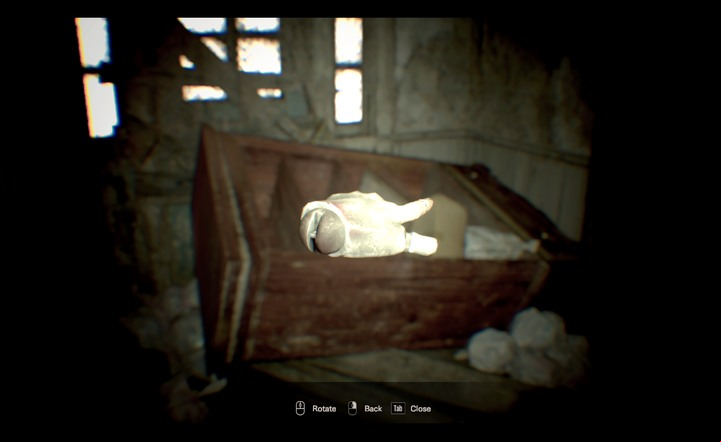When you are in the attic you find the red writing near the TV - interact with the writing - Resident Evil 7 Beginning Hour: Ending - finding the murder victims, Dirty Coin - Beginning Hour (demo version walkthrough) - Resident Evil 7 Guide, Walkthrough