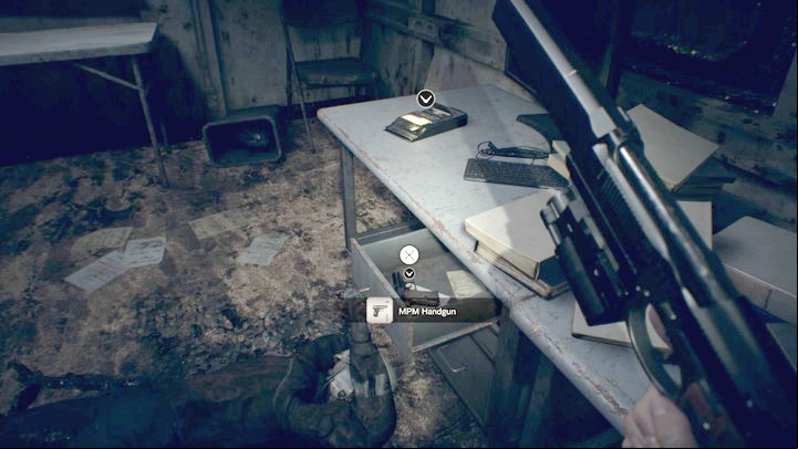 MPM Handgun doesnt do much in of firepower, but you can always create a small supply of ammo at once - Resident Evil 7: Wrecked Ship walktrough - Resident Evil VII Walkthrough - Resident Evil 7 Guide, Walkthrough