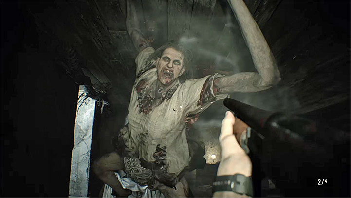 Requirement: Shoot and knock back Marguerite when shes leaping at the main character - Resident Evil 7: Fly Swatter - Trophy/Achievement Guide - Trophy Guide / Achievement Guide - Resident Evil 7 Guide, Walkthrough