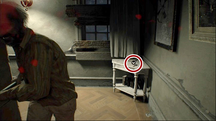 Using the door near the fridge enter the hallway, turn right - Resident Evil 7: Main House: West Wing walktrough - Resident Evil VII Walkthrough - Resident Evil 7 Guide, Walkthrough