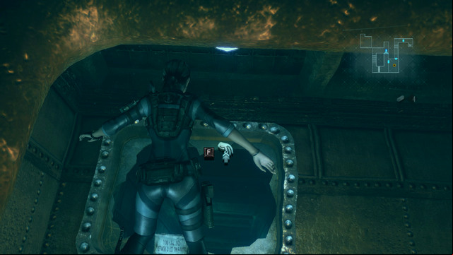 Behind one open door swim forward until you see a narrow age in a broken window - All on the Line - part I - Episode 8 - Resident Evil: Revelations - Game Guide and Walkthrough