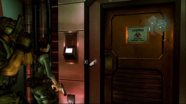When you push it, you can get to the other end of the sidewalk and open door with fingerprints scanner - No Exit - part II - Episode 9 - Resident Evil: Revelations - Game Guide and Walkthrough