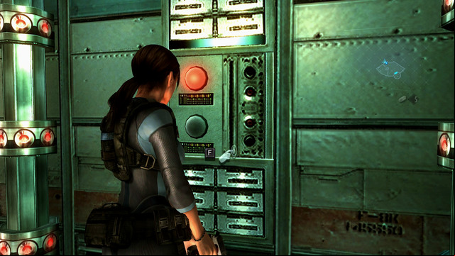 Using Genesis go through the barriers to the switch and push the button - No Exit - part II - Episode 9 - Resident Evil: Revelations - Game Guide and Walkthrough