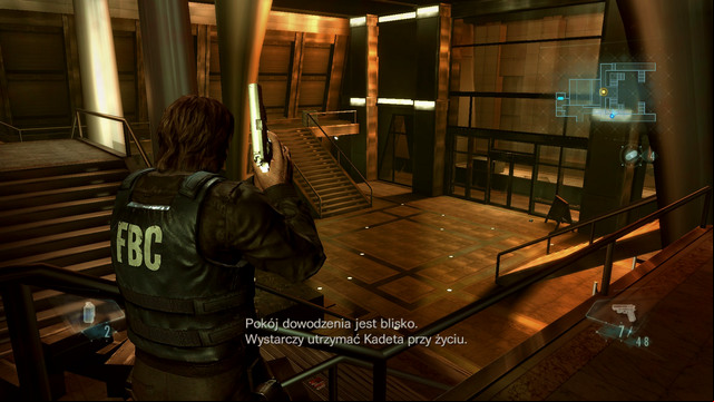 After a short cut scene move forward and use an elevator at the end of corridor - Revelations - part II - Episode 11 - Resident Evil: Revelations - Game Guide and Walkthrough
