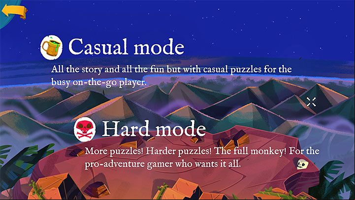 Before starting a new game, you need to select the difficulty level - Return to Monkey Island: Prelude - walkthrough - Prelude - An Unexpected Story Begins - Return to Monkey Island Walkthrough