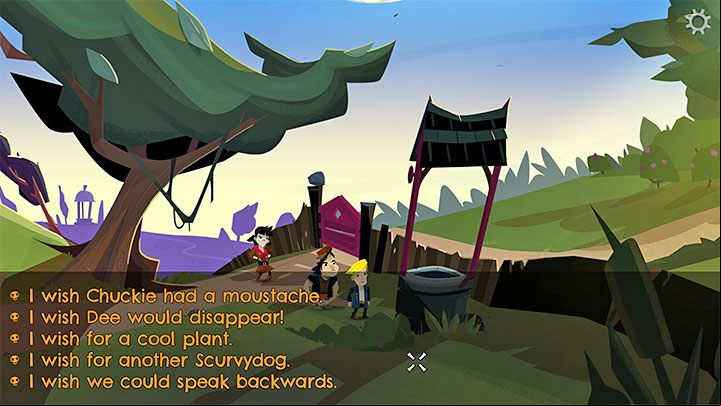 Choose the Coin from the inventory right away and use it on the Well - Return to Monkey Island: Prelude - walkthrough - Prelude - An Unexpected Story Begins - Return to Monkey Island Walkthrough