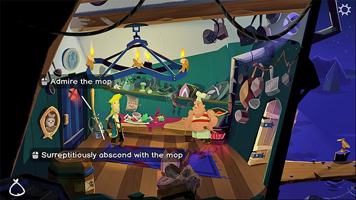 This is one of the tasks that you will receive after meeting the Quartermaster at LeChuck's ship - Return to Monkey Island: Get a mop - walkthrough - Part 1 - A Friendly Place - Return to Monkey Island Walkthrough